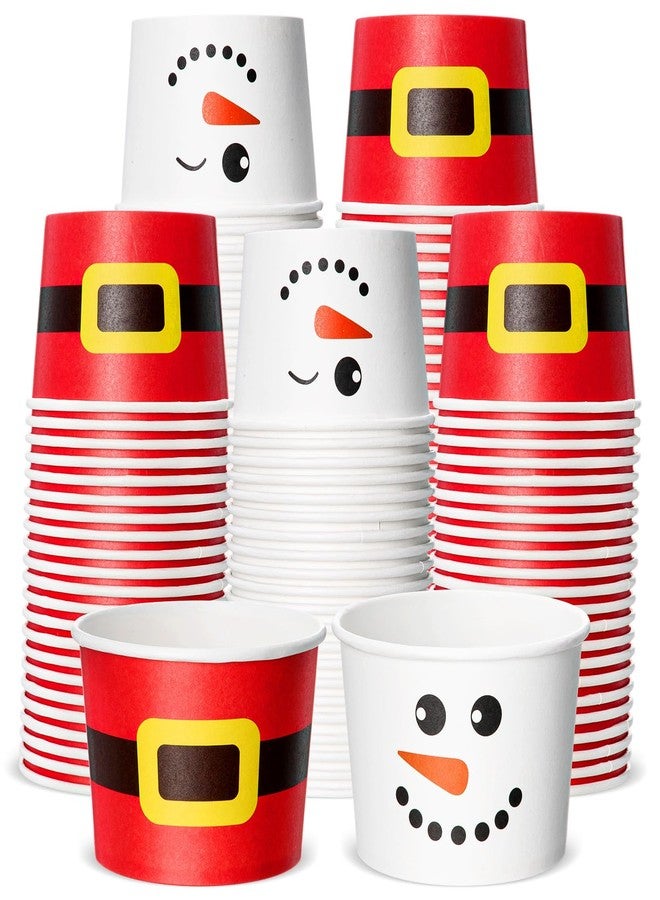 Jingmore 100 Pcs 8 oz Christmas Treat Snack Cups Red Santa Claus Snowman Disposable Bowls Ice Cream Dessert Treat Paper Bowls for Hot Iced Food Winter Christmas Holiday Party Supplies - Image 1